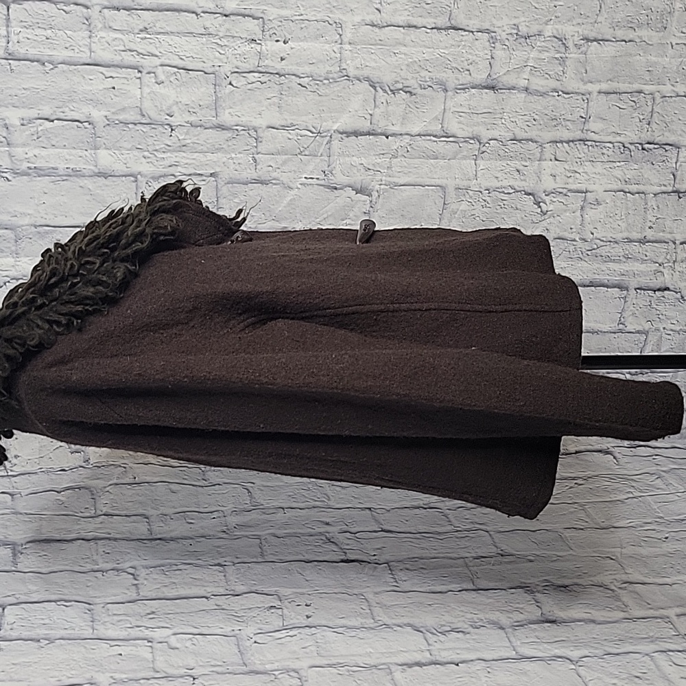 A GIANNETTI Wool Brown Looped Tassels Button Front Women's Jacket Large - Picture 4 of 7
